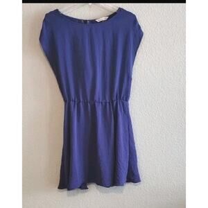 Rebecca Taylor Recycled Polyester Flowy Crepey Purple-Blue Cap Slv Mini Dress 6